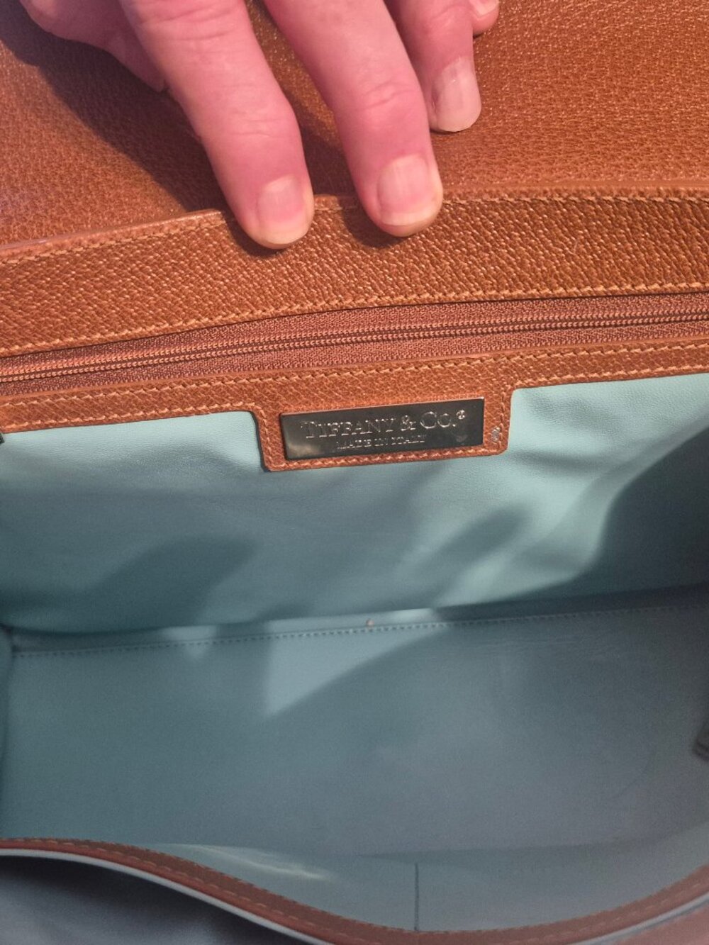 Tiffany & Co. Camel Italian pebble leather shoulder bag - Picture 13 of 16